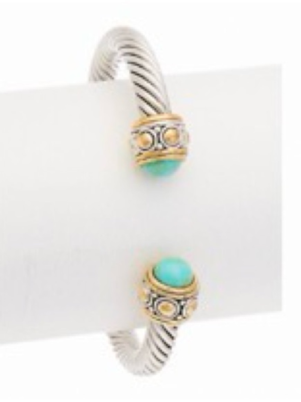Juvell 18k plated Turquoise Cable Cuff bangle Bracelet with Gold Accents